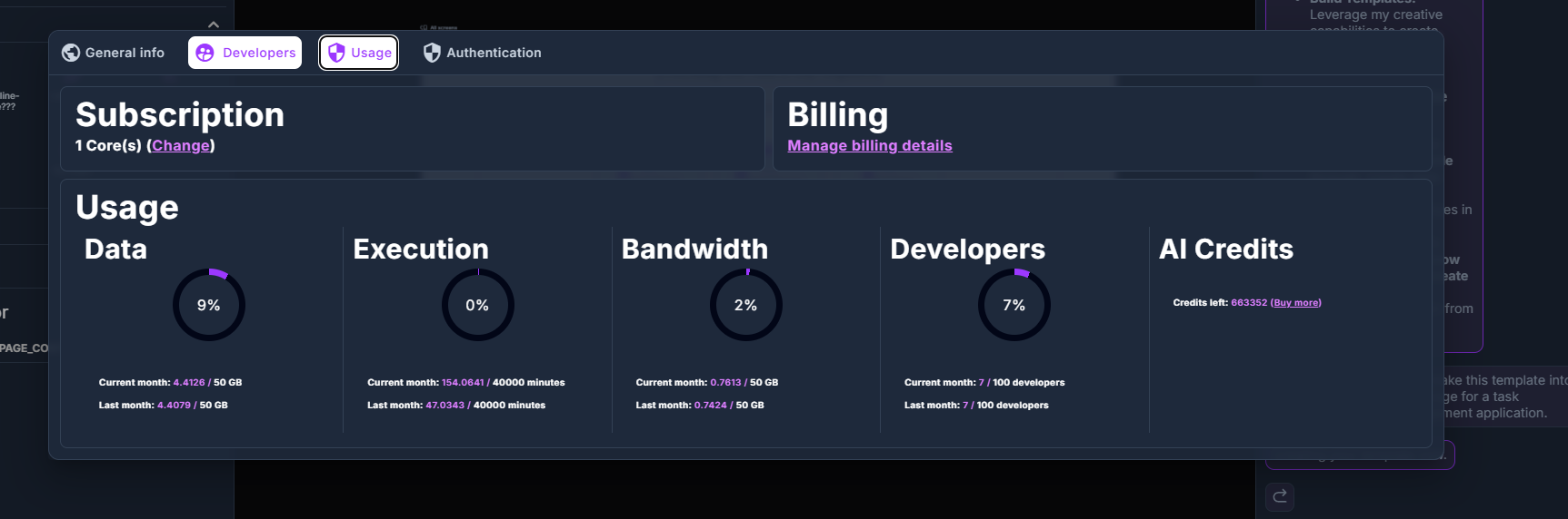Edit settings of the Workspace